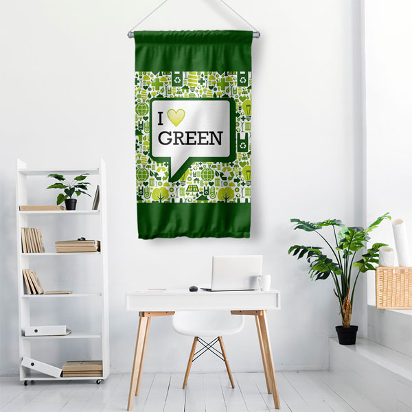 "I Love Green" (Yeşili Seviyorum) Temalı Çevre Dostu Duvar Flaması 8104