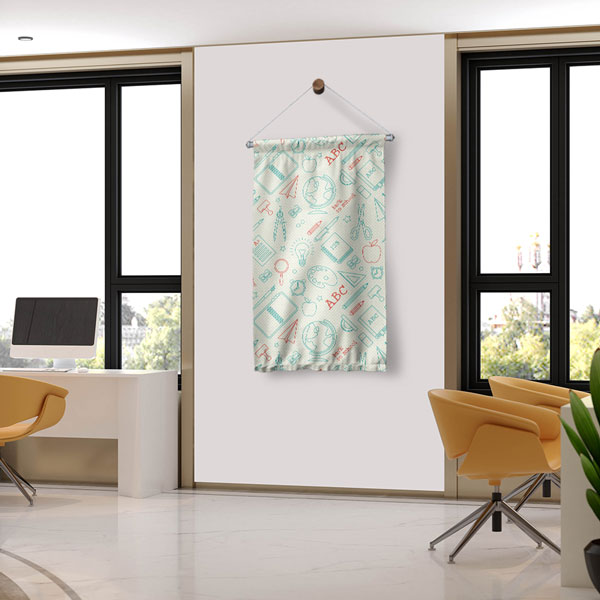 Okul Gereçleri Desenli "Okula Dönüş" Temalı Duvar Flaması 8110