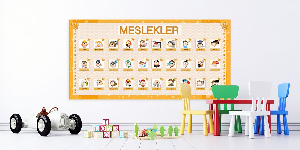 school-class-wall-decor-10193-02 Bu duvar dekoru çocukların çeşitli meslekleri tanımasına yardımcı 10193