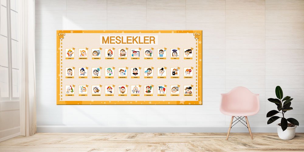 school-class-wall-decor-10193-03 Bu duvar dekoru çocukların çeşitli meslekleri tanımasına yardımcı 10193