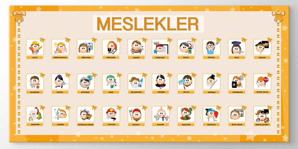 school-class-wall-decor-10193-05 Bu duvar dekoru çocukların çeşitli meslekleri tanımasına yardımcı 10193