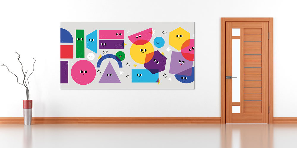 Renkli Geometrik Şekiller Sınıf Duvar Dekoru 10206