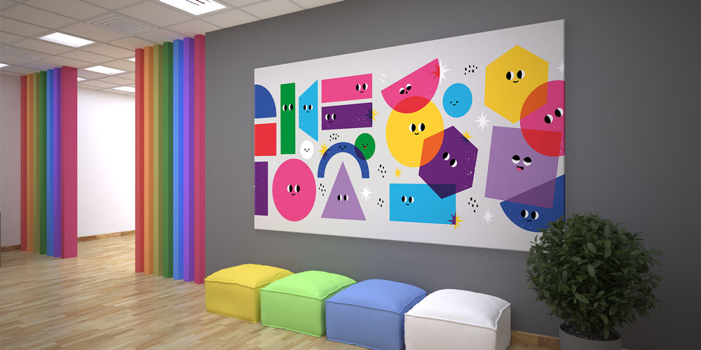 Renkli Geometrik Şekiller Sınıf Duvar Dekoru 10206
