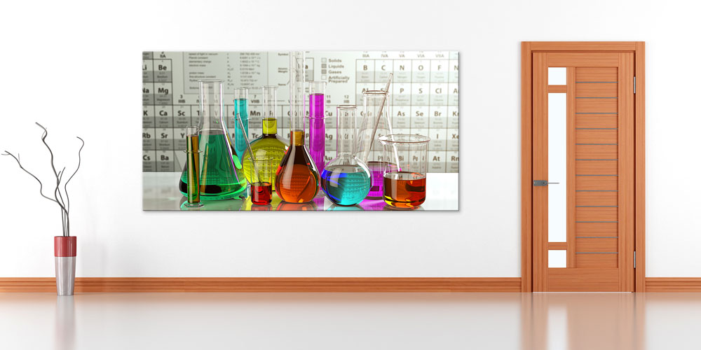 Renkli Kimya Deney Malzemeleri ve Periyodik Tablo Posteri - Fen Sınıfı Dekoru 10219