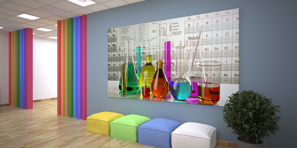 Renkli Kimya Deney Malzemeleri ve Periyodik Tablo Posteri - Fen Sınıfı Dekoru 10219