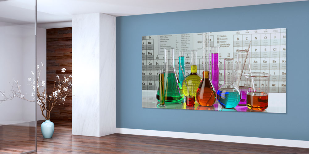 Renkli Kimya Deney Malzemeleri ve Periyodik Tablo Posteri - Fen Sınıfı Dekoru 10219