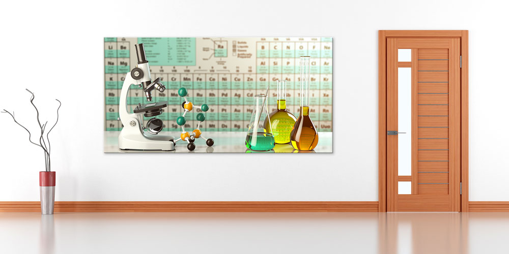 Mikroskop, Molekül ve Periyodik Tablo Posteri - Fen Laboratuvarı Duvar Dekoru 10220