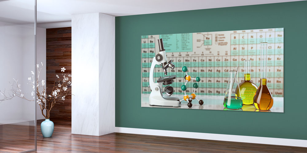 Mikroskop, Molekül ve Periyodik Tablo Posteri - Fen Laboratuvarı Duvar Dekoru 10220