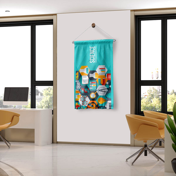 Petek Deseni Bilim ve Teknoloji Temalı Dekoratif Duvar Flaması - "SCIENCE" Yazılı Eğitim Afişi 10296-DF