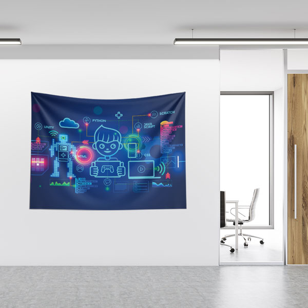 Çocuklar için Kodlama ve Robotik Duvar Örtüsü - BT Sınıfı & Eğitim Odası 10337