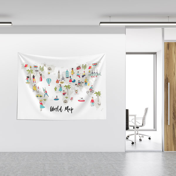 Renkli Dünya Haritası Duvar Örtüsü 10341
