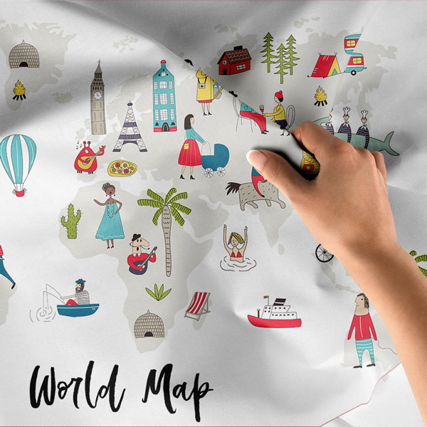 Renkli Dünya Haritası Duvar Örtüsü 10341