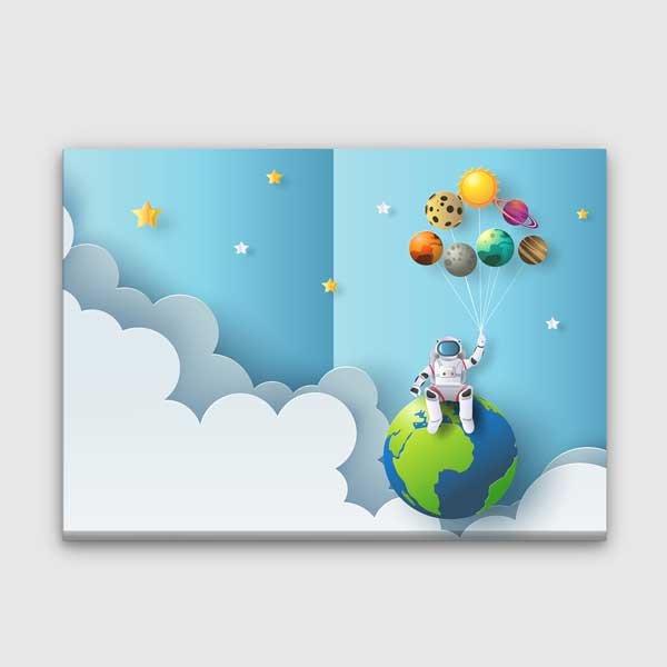 Astronot ve Gezegenler Eğitim Kanvas Tablosu 10378