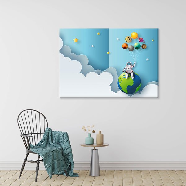 Astronot ve Gezegenler Eğitim Kanvas Tablosu 10378
