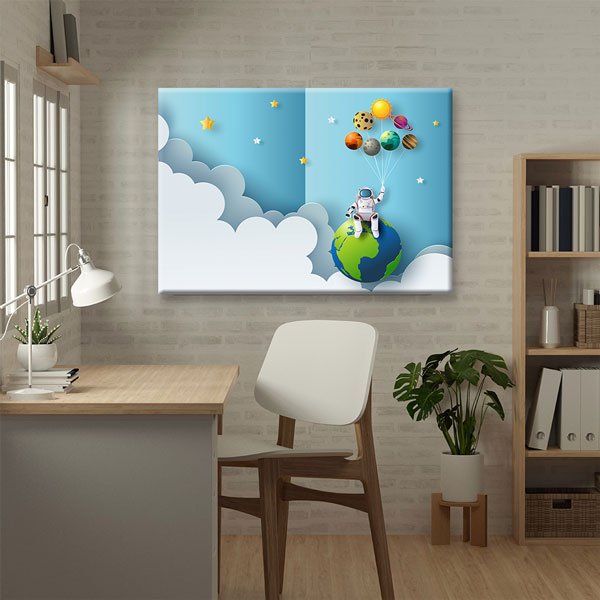 Astronot ve Gezegenler Eğitim Kanvas Tablosu 10378