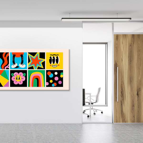 Bu modern ve eğlenceli duvar tablosu renkli tasarımı 10383