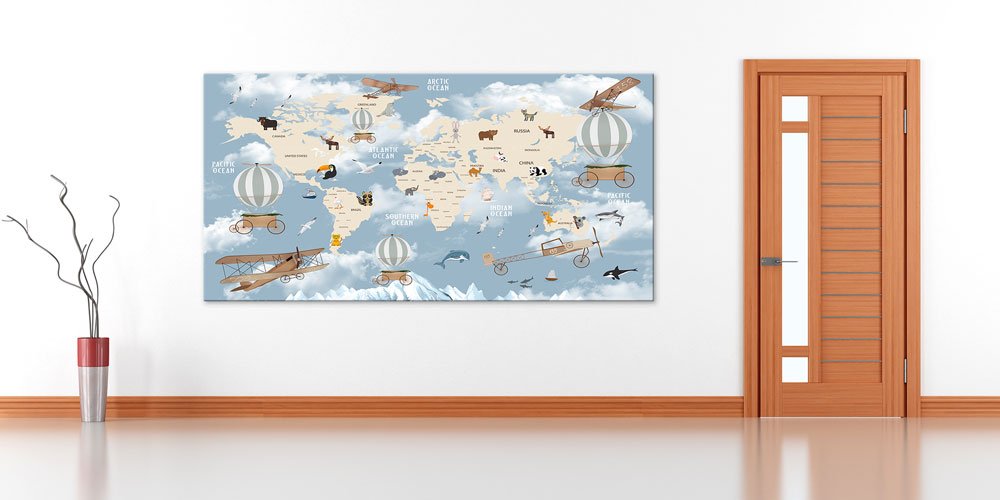 Renkli Dünya Haritası Duvar Dekoru - Okul Sınıf ve Eğitim Kurumları İçin 6580
