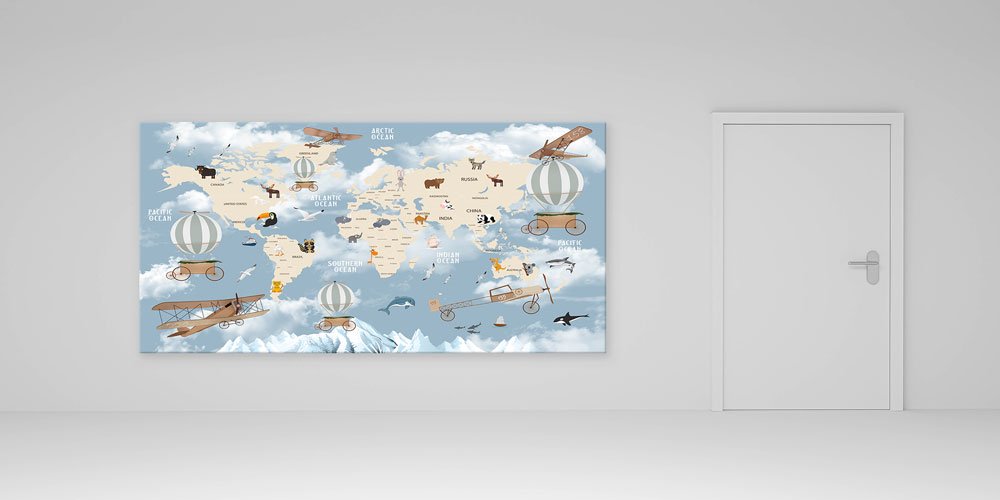 Renkli Dünya Haritası Duvar Dekoru - Okul Sınıf ve Eğitim Kurumları İçin 6580