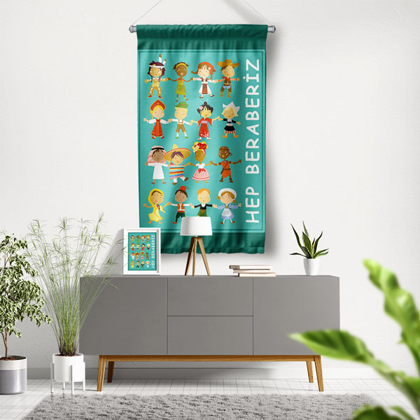 school-class-wall-decor-8061-00 Hep Beraberiz Duvar Flaması - Birlik ve Çeşitlilik Eğitimi Panosu 8061
