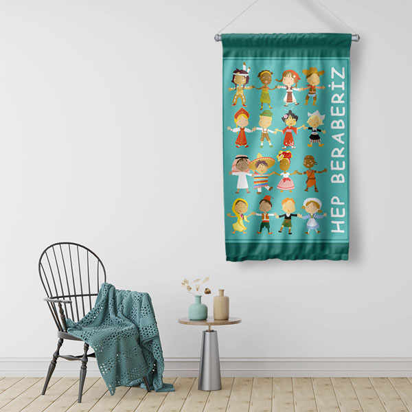 Hep Beraberiz Duvar Flaması - Birlik ve Çeşitlilik Eğitimi Panosu 8061