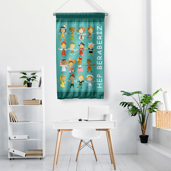 Hep Beraberiz Duvar Flaması - Birlik ve Çeşitlilik Eğitimi Panosu 8061