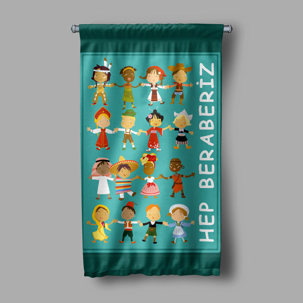 Hep Beraberiz Duvar Flaması - Birlik ve Çeşitlilik Eğitimi Panosu 8061