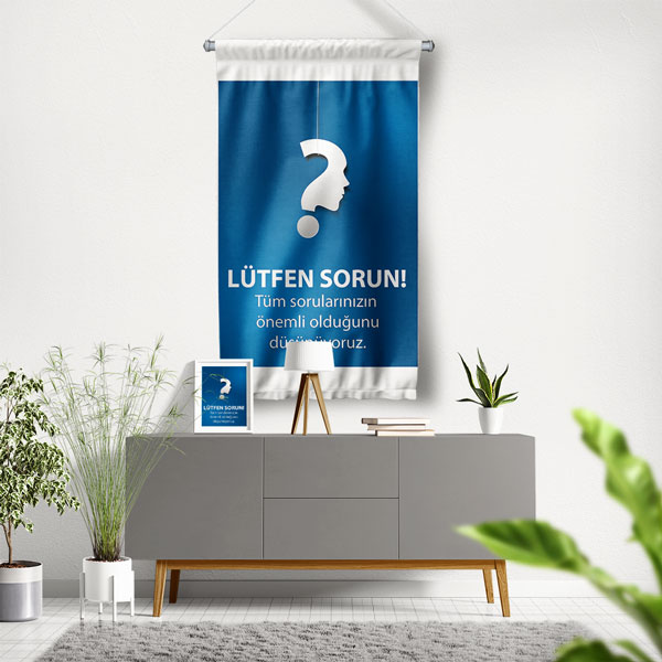 school-class-wall-decor-8062-00 "Lütfen Sorun! Tüm Sorunlarınızın Önemli Olduğunu Düşünüyoruz" Duvar Flaması 8062