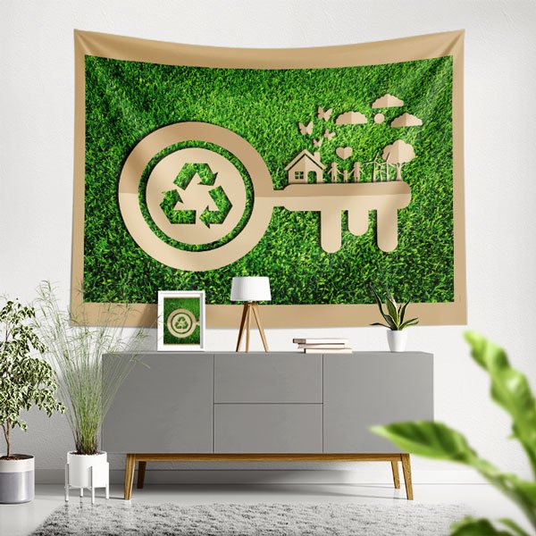 Geri Dönüşüm ve Sürdürülebilir Yaşam Temalı Anahtar Duvar Örtüsü 8300