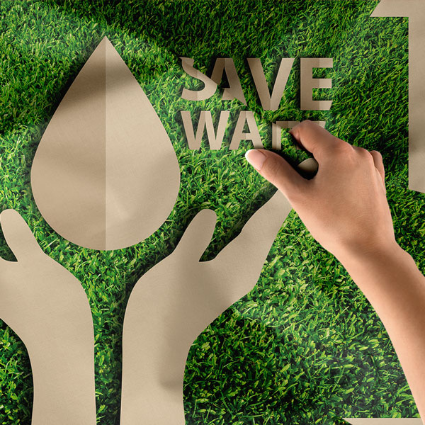 "Save Water" (Su Tasarrufu) Temalı El ve Su Damlası Duvar Örtüsü 8303