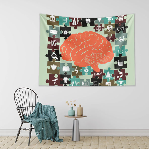 Beyin Temalı Eğitici Puzzle Duvar Örtüsü - Bilgi ve Öğrenme 8344