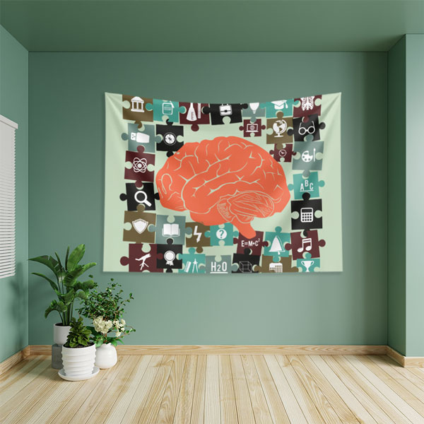 Beyin Temalı Eğitici Puzzle Duvar Örtüsü - Bilgi ve Öğrenme 8344