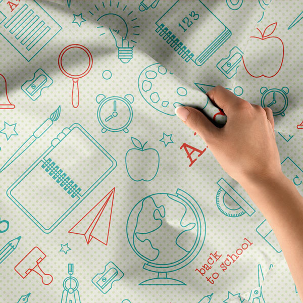 Eğitici Okul ve Kırtasiye Desenli Duvar Örtüsü 8346