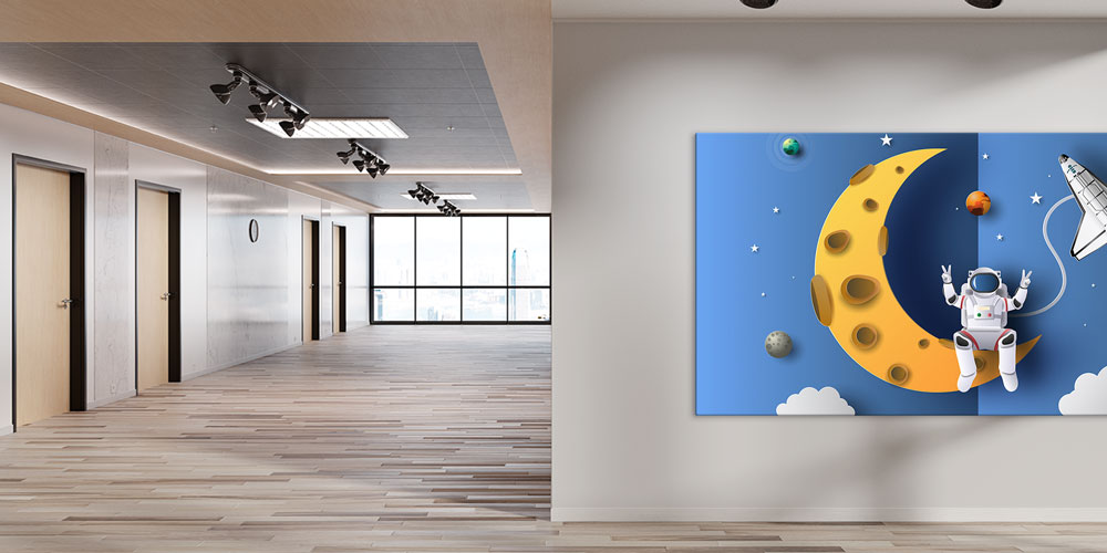 school-class-wall-design-10217-02 Astronot Ayda ve Uzay Roketi Posteri - Çocuk Odası/Sınıf Duvar Tasarımı 10217