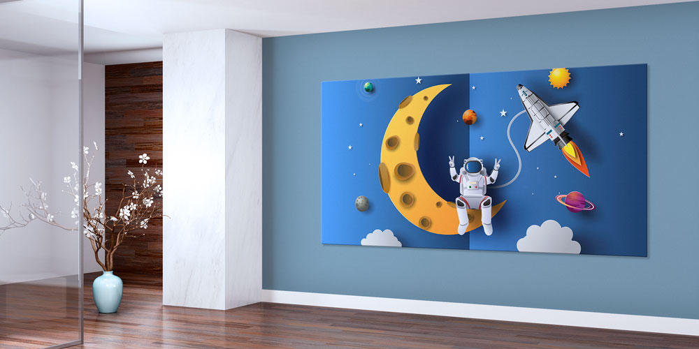 school-class-wall-design-10217-04 Astronot Ayda ve Uzay Roketi Posteri - Çocuk Odası/Sınıf Duvar Tasarımı 10217
