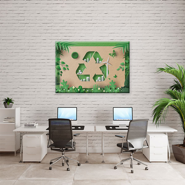 Geri Dönüşüm Sembollü Şehir ve Doğa Temalı Duvar Tablosu – 10362