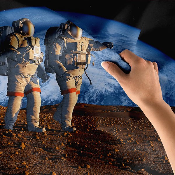 Uzayda Yürüyen Astronotlar ve Dünya Manzarası Duvar Örtüsü - Uzay & Astronomi Temalı 8221