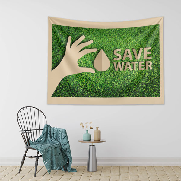 "Save Water" (Su Tasarrufu) Temalı Çevre Dostu Duvar Örtüsü 8302