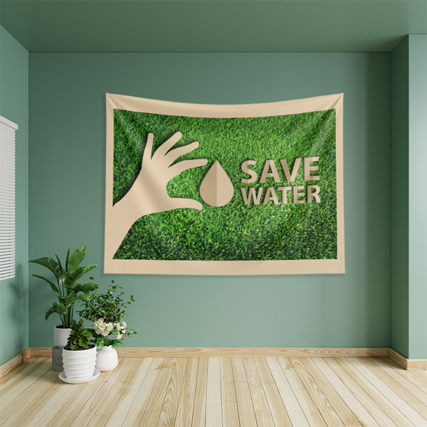 "Save Water" (Su Tasarrufu) Temalı Çevre Dostu Duvar Örtüsü 8302