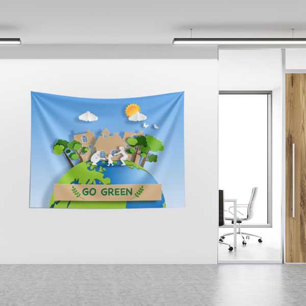 "Go Green" (Yeşile Dön) Dünya ve İnsan Temalı Duvar Örtüsü 8312