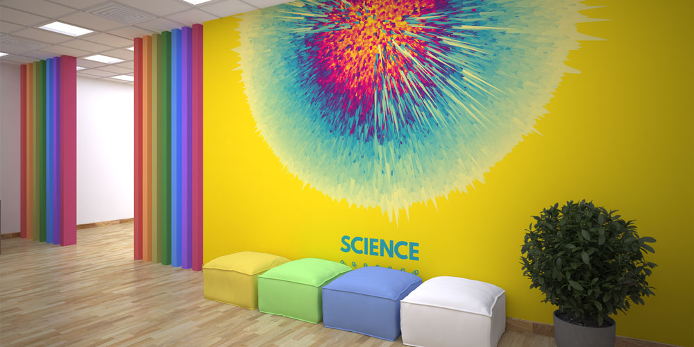 school-class-wallpaper-10323-03 Bilimsel Patlama Temalı Duvar Kağıdı - Eğitim Kurumları için Sanatsal Duvar Giydirme 10323