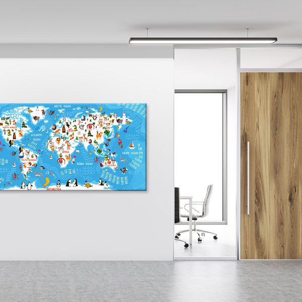 Hayvanlı ve Eğlenceli Çocuk Dünya Haritası Tablosu - Sınıf ve Oyun Odası – 10381