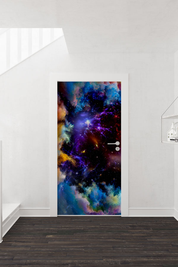 school-door-art-design-8555-01 Küçük Prens Yıldızlı Gökyüzü Kapı Giydirme 8555