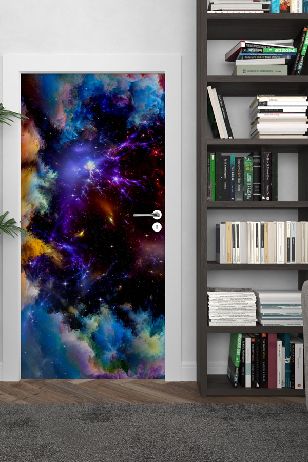 school-door-art-design-8555-02 Küçük Prens Yıldızlı Gökyüzü Kapı Giydirme 8555