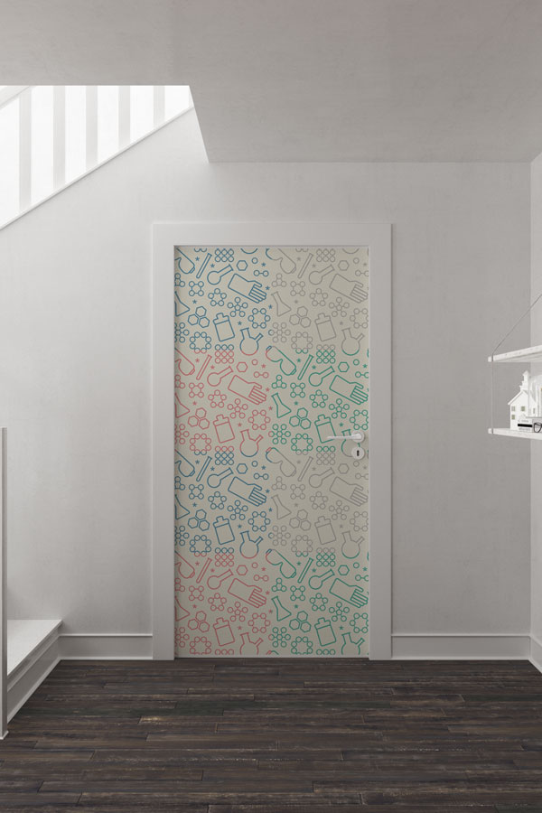 school-door-design-8529-01 Bilim Sembolleri Desenli Dekoratif Kapı Giydirme - Fen Bilimleri Sınıfı İçin 8529