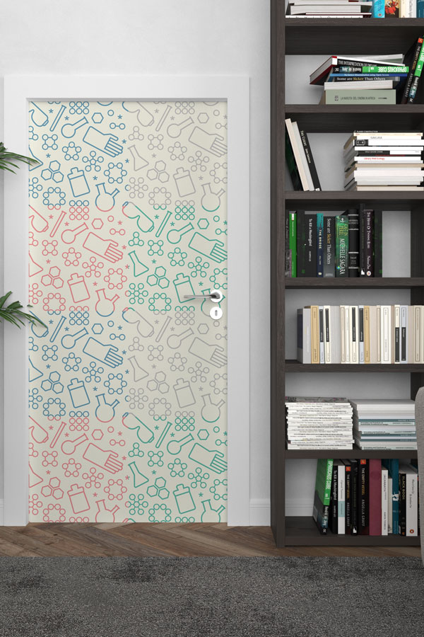 school-door-design-8529-02 Bilim Sembolleri Desenli Dekoratif Kapı Giydirme - Fen Bilimleri Sınıfı İçin 8529