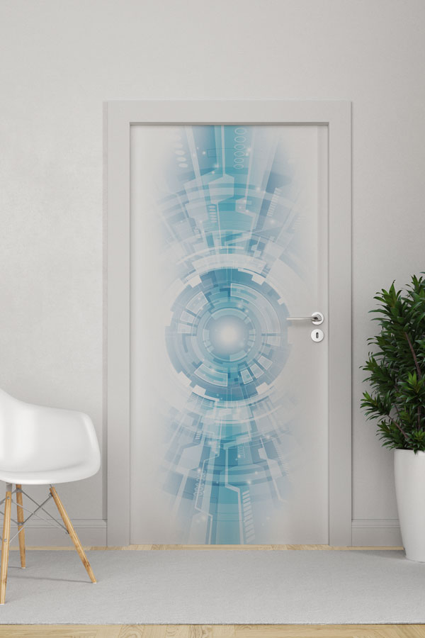 Fütüristik Teknoloji Temalı Kapı Giydirme 8547