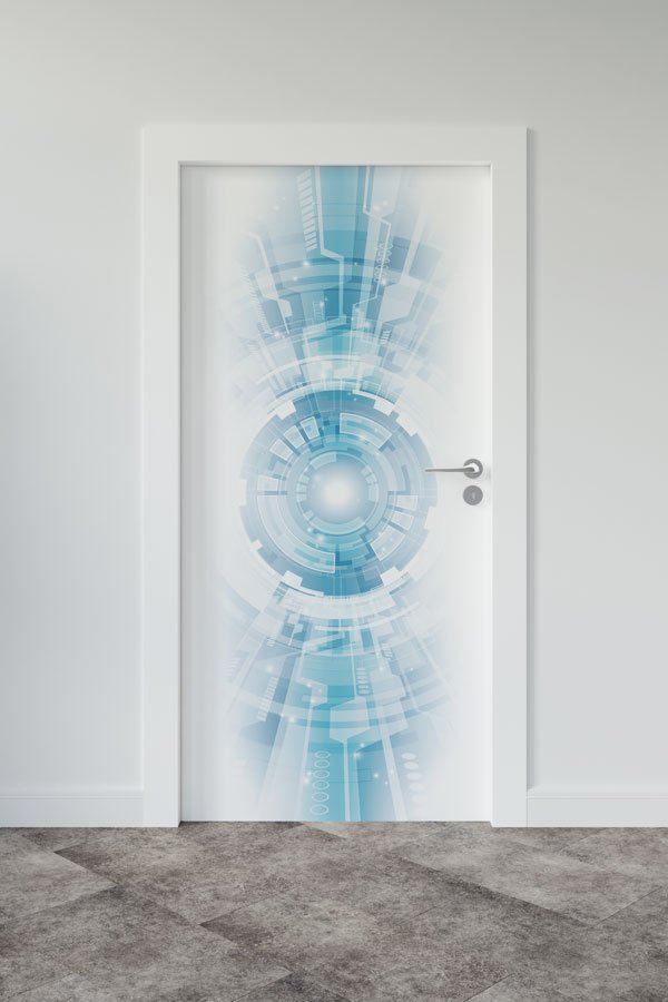 Fütüristik Teknoloji Temalı Kapı Giydirme 8547