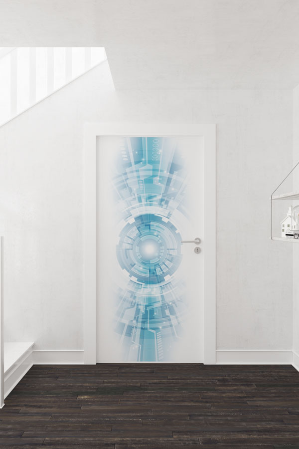 Fütüristik Teknoloji Temalı Kapı Giydirme 8547
