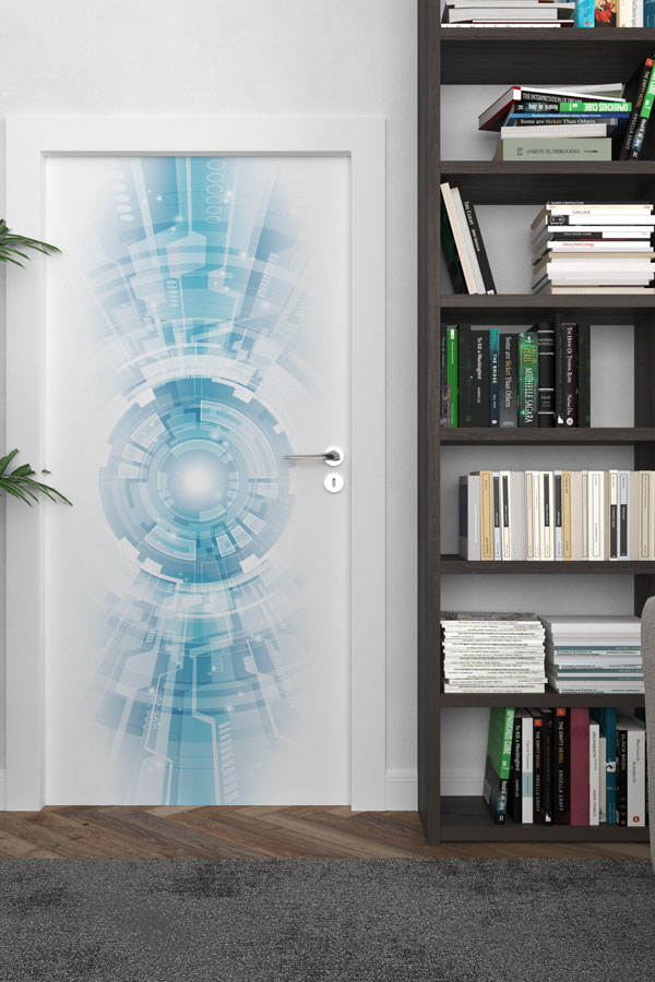 Fütüristik Teknoloji Temalı Kapı Giydirme 8547