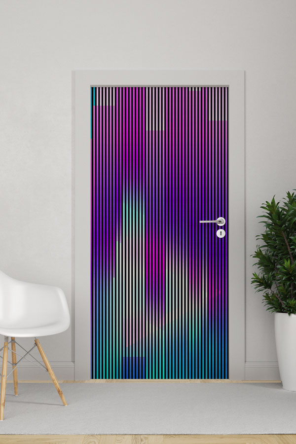 school-door-design-art-8607-0 Neon Dikey Çizgili Modern Okul Kapı Giydirme 8607